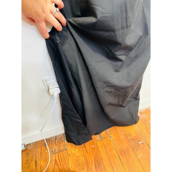 ROHE Black Open Back High Neckline Tie Strap Detail Floor Length Back Slit Dress - Picture 13 of 16